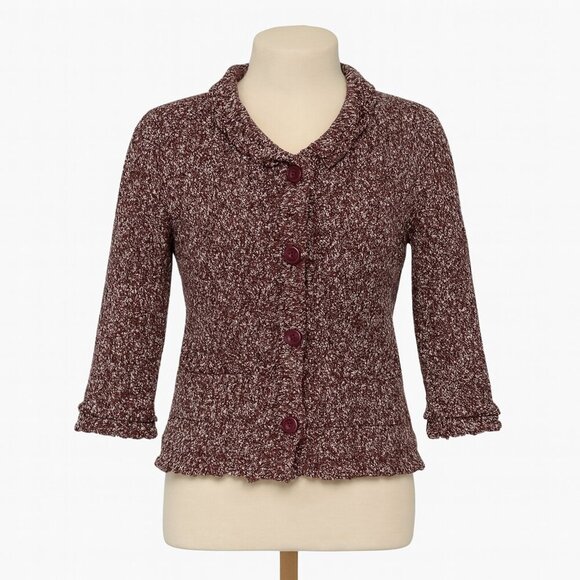INC International Concepts Maroon Speckled Cardigan Button Down Large 90s Y2K - Picture 1 of 7